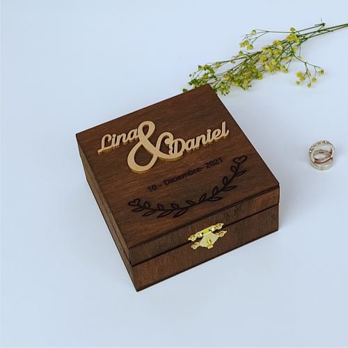 Dulzura Artesanal Branding Cofre personalizado de Anillos para Bodas
